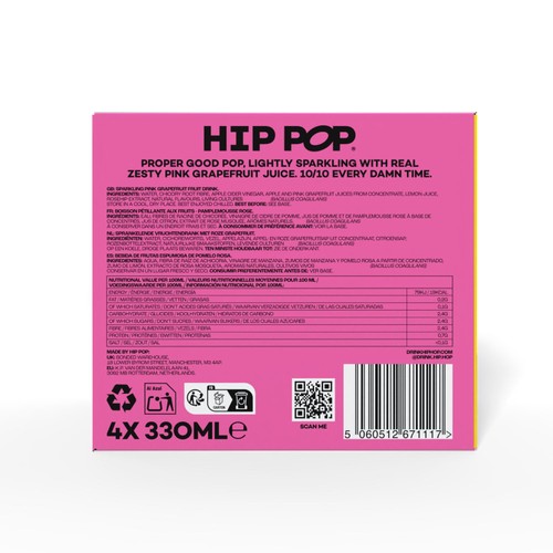 Hip Pop Pink Grapefruit Fizzy Drink thumbnail 2