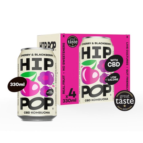 Hip Pop Cherry & Blackberry CBD Kombucha
