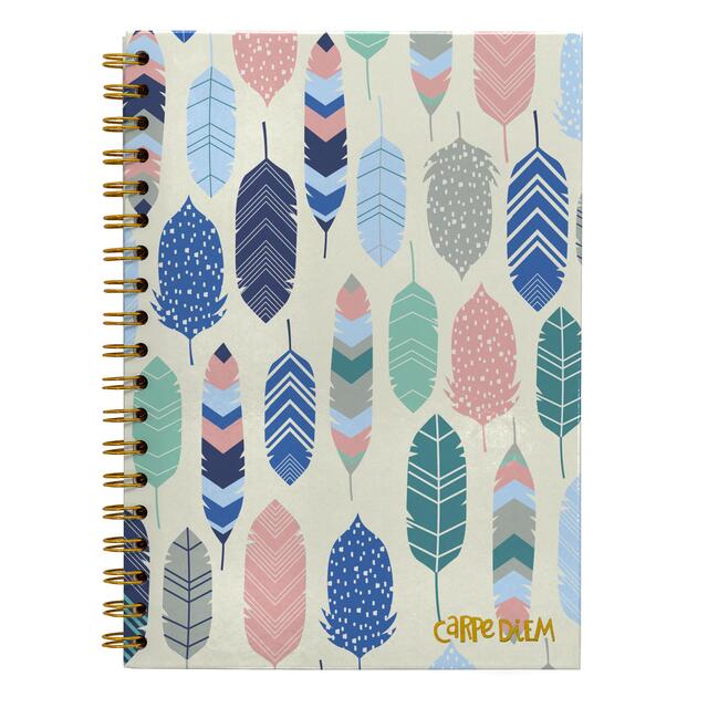 Pukka Pad - Carpe Diem B5 Spiral Hardcover Notebook Feathers