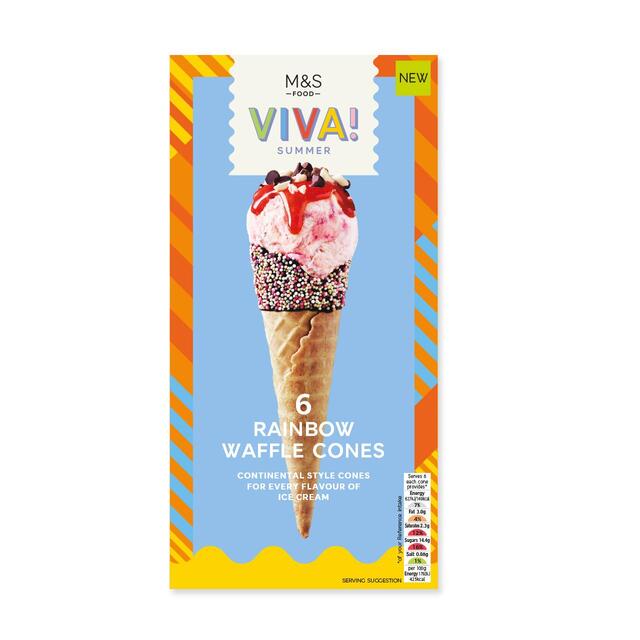 M&S 6 Rainbow Waffle Cones thumbnail 2