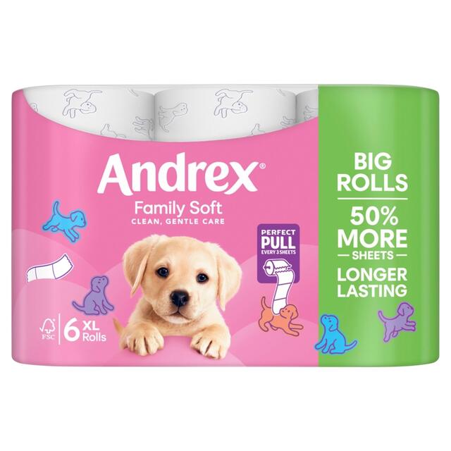 Andrex Family Soft Perfect Pull Toilet Roll Mega Rolls thumbnail 2