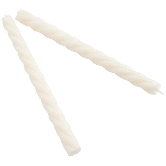 M&S Collection Set of 2 Twisted Dinner Candles White