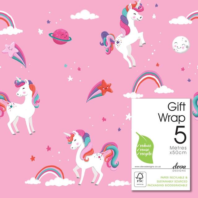 Pink Unicorn Gift Wrap Roll thumbnail 2