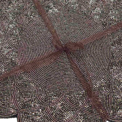 M&S Scallop Set of 2 Beaded Placemats, Charcoal thumbnail 2