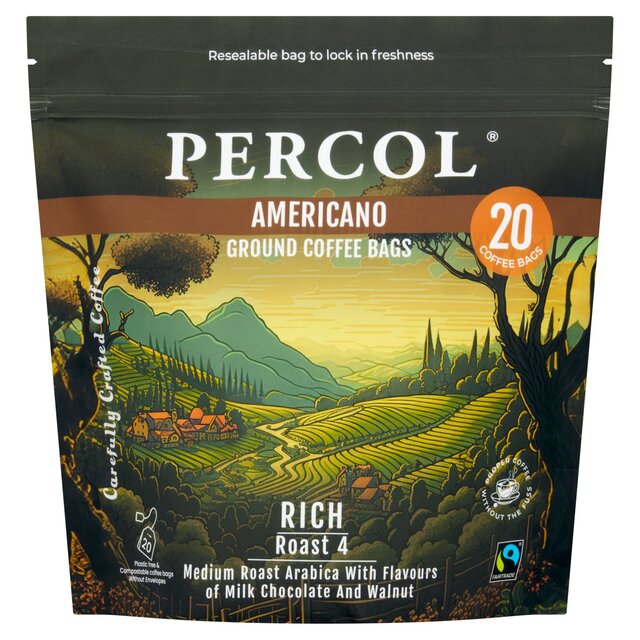 Percol Americano Fairtrade Coffee Bags 20 Pack