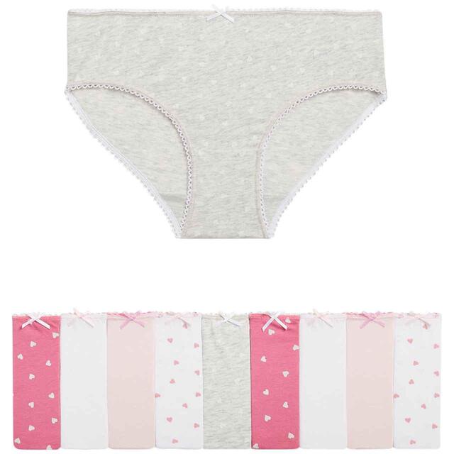 M&S Girls Cotton Rich Heart Knickers, 2-12 Years, Pink Mix