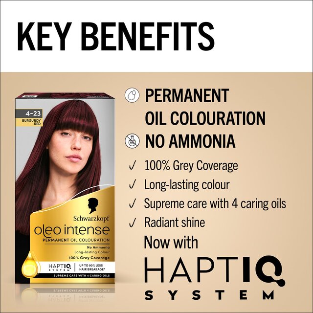 Schwarzkopf Oleo Intense Permanent Oil Colour 4-23 Burgundy Red Hair Dye thumbnail 3