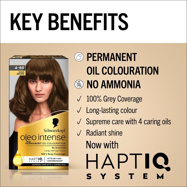 Schwarzkopf Oleo Intense Permanent Hair Colour with HAPTIQ Gold Brown 4-60 thumbnail 3