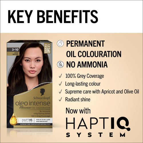 Schwarzkopf Oleo Intense Permanent Oil Colour 3-10 Deep Brown Hair Dye thumbnail 3