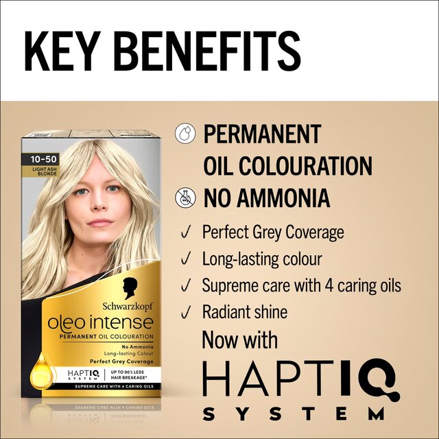 Schwarzkopf Oleo Intense Permanent Hair Colour Light Ash Blonde 10-50 thumbnail 4
