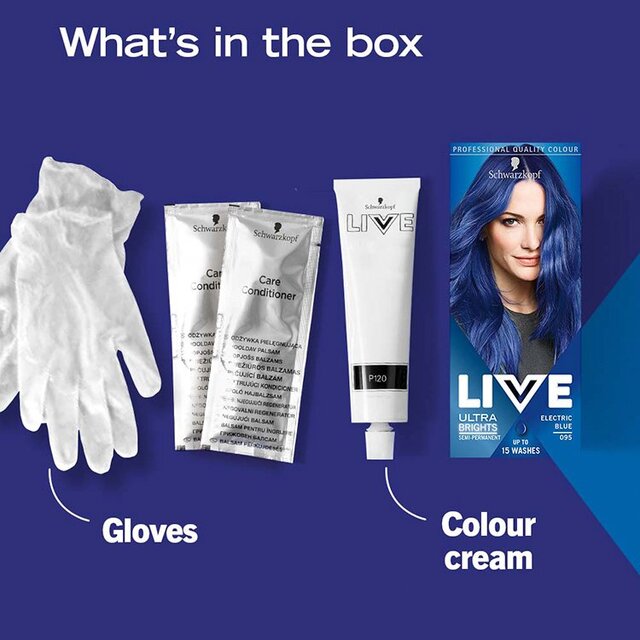 Schwarzkopf LIVE, Vibrant Semi-permanent Blue Hair Dye, Electric Blue 095 thumbnail 5