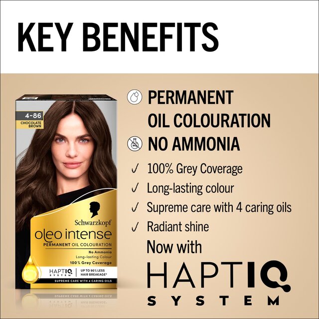 Schwarzkopf Oleo Intense Permanent Hair Colour Chocolate Brown 4-86 thumbnail 2