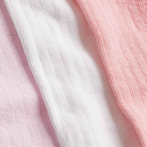 M&S Girls Cotton Rich Ribbed Tights, 6-12 Months, Light Pink, 3 Pack  thumbnail 2