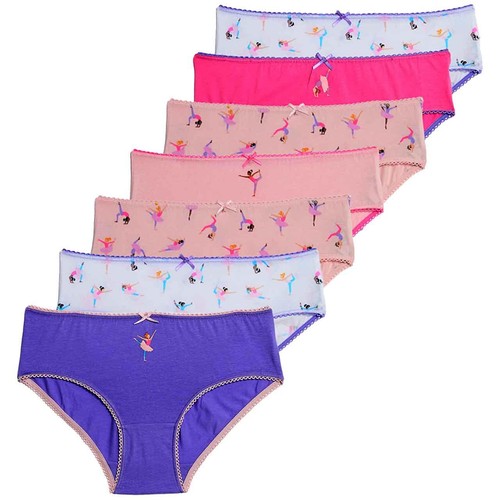 M&S Girls Cotton with Stretch Ballerina Knickers, 8-9 Years, 7 Pack thumbnail 2