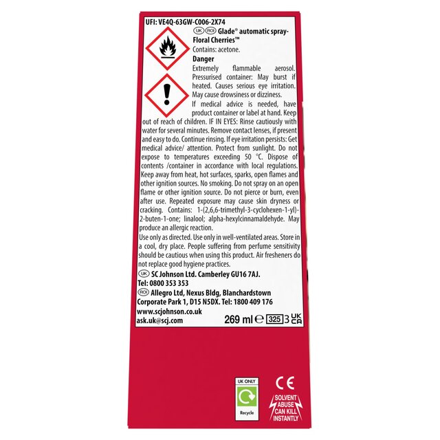 Glade Automatic Spray Air Freshener Holder & Refill Floral Cherries thumbnail 3