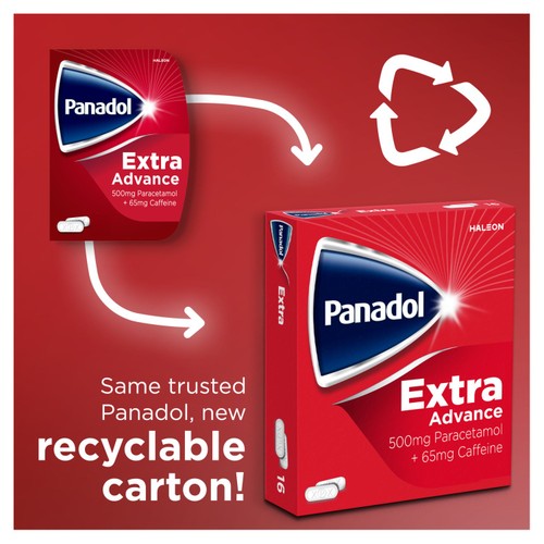 Panadol Extra Advance 500mg Paracetamol Caffeine Pain Relief Tablets thumbnail 2