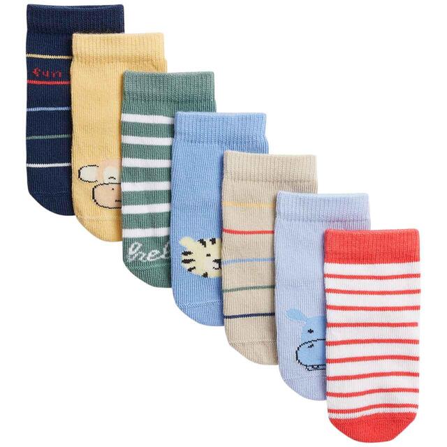 M&S Boys, Cotton Rich Animal Socks 0-12 Months, 7 Pack