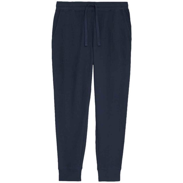 M&S Mens Pure Cotton Waffle Loungewear Bottoms, S-L , Navy