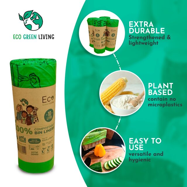Eco Green Living Certified Compostable 10L Caddy Bags thumbnail 3