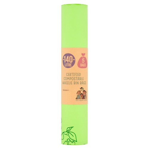 Eco Green Living Certified Compostable 140L Wheelie Bin Bags