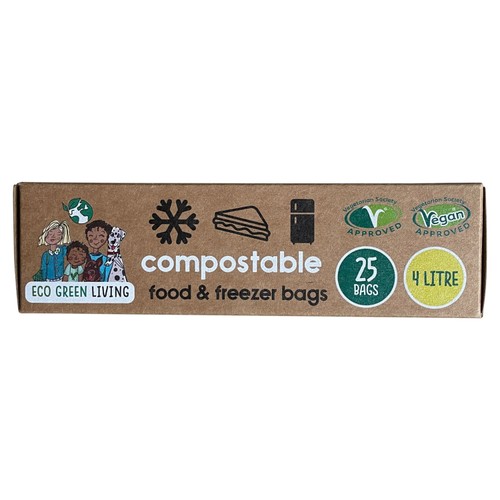 Eco Green Living Certified Compostable 4L Freezer Bags for Food Storage