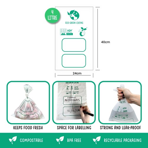 Eco Green Living Certified Compostable 4L Freezer Bags for Food Storage thumbnail 7