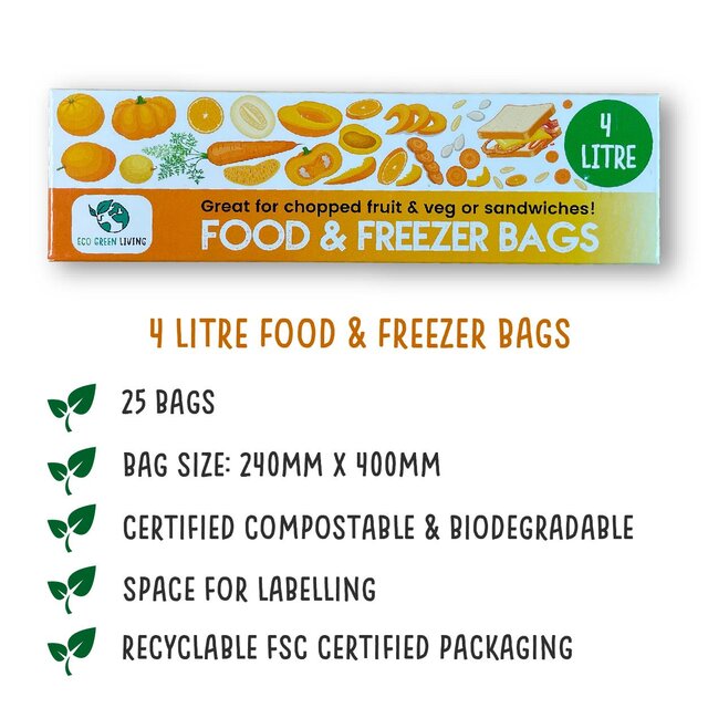 Eco Green Living Certified Compostable 4L Freezer Bags for Food Storage thumbnail 3