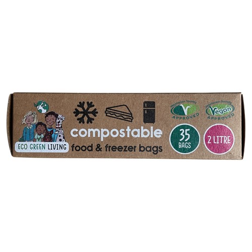Eco Green Living Certified Compostable 2L Freezer Bags for Food Storage