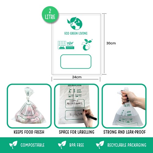 Eco Green Living Certified Compostable 2L Freezer Bags for Food Storage thumbnail 5