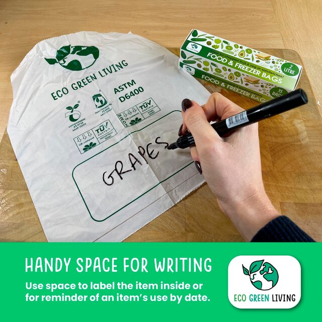 Eco Green Living Certified Compostable 2L Freezer Bags for Food Storage thumbnail 2