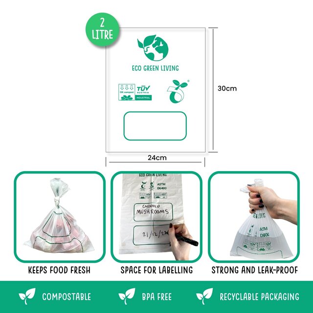 Eco Green Living Certified Compostable 2L Freezer Bags for Food Storage thumbnail 6