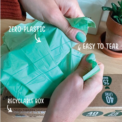 Eco Green Living Certified Compostable 40L Heavy Duty Drawstring Bin Bags thumbnail 6