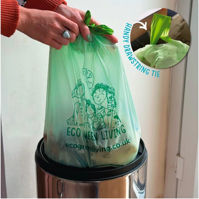 Eco Green Living Certified Compostable 40L Heavy Duty Drawstring Bin Bags thumbnail 4