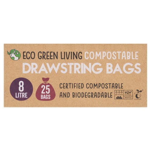 Eco Green Living Certified Compostable Small 8L Drawstring Bin Liner