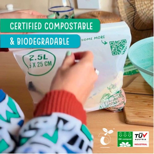 Eco Green Living Certified Compostable Large 2.5L Resealable Ziplock Bags thumbnail 3