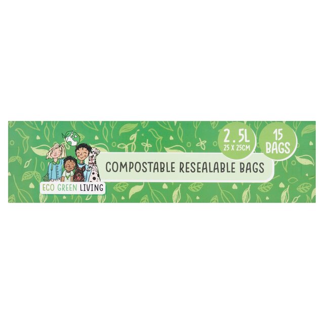 Eco Green Living Certified Compostable Large 2.5L Resealable Ziplock Bags