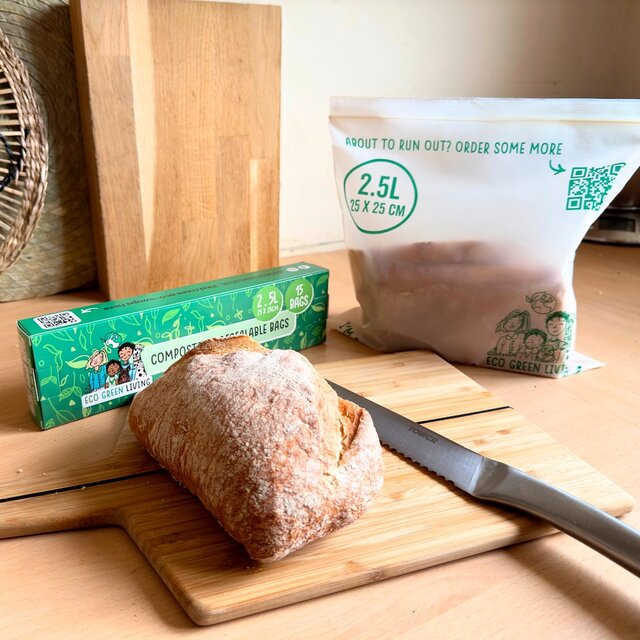 Eco Green Living Certified Compostable Large 2.5L Resealable Ziplock Bags thumbnail 2