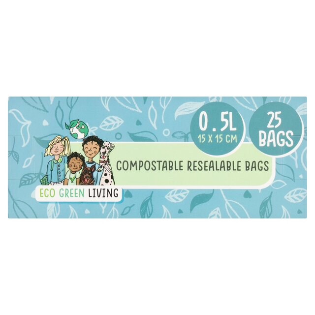 Eco Green Living Certified Compostable Small 0.5L Resealable Ziplock Bags