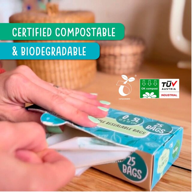 Eco Green Living Certified Compostable Small 0.5L Resealable Ziplock Bags thumbnail 2
