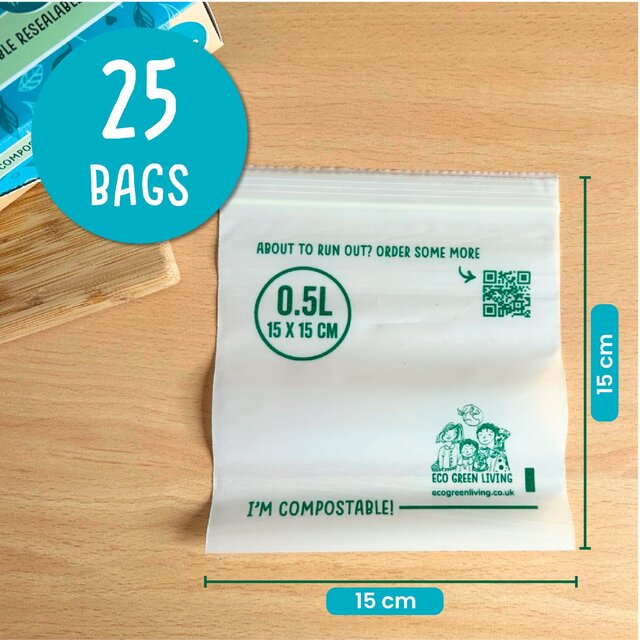Eco Green Living Certified Compostable Small 0.5L Resealable Ziplock Bags thumbnail 4