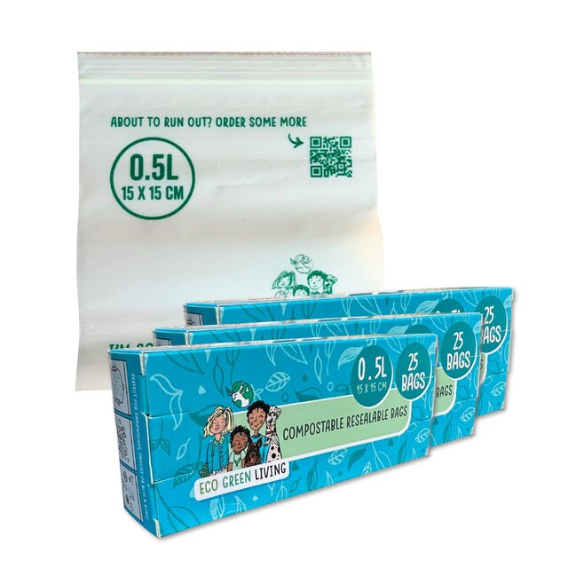 Eco Green Living Certified Compostable Small 0.5L Resealable Ziplock Bags thumbnail 5
