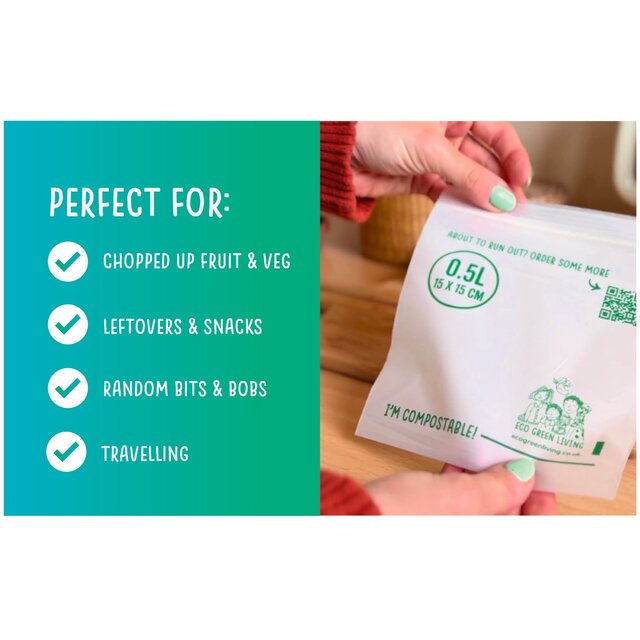 Eco Green Living Certified Compostable Small 0.5L Resealable Ziplock Bags thumbnail 8