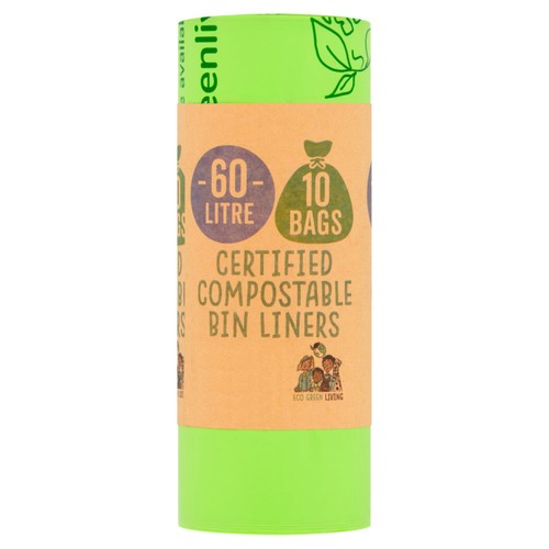 Eco Green Living Certified Compostable 60L Large Bin Bags
