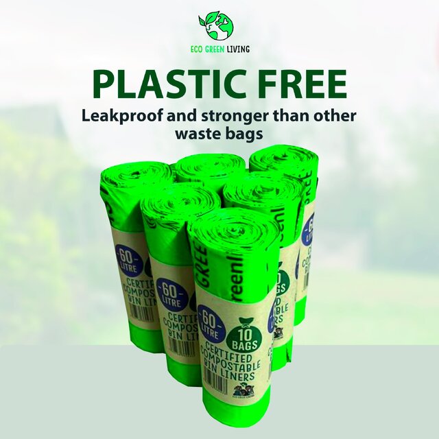 Eco Green Living Certified Compostable 60L Large Bin Bags thumbnail 2