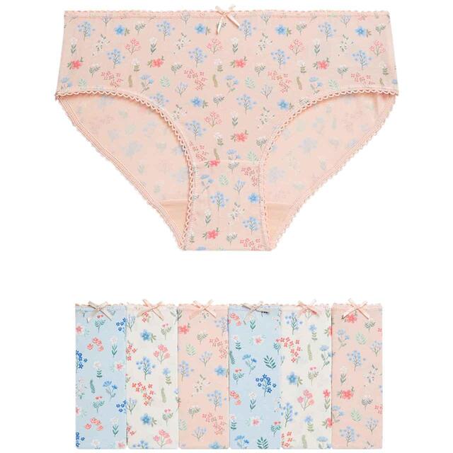 M&S Girls Cotton Rich Floral Knickers, 2-12 Years, 7 Pack