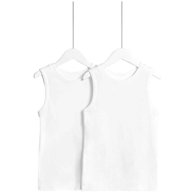 M&S Thermal Vest, 2-12 Years, White, 2 Pack
