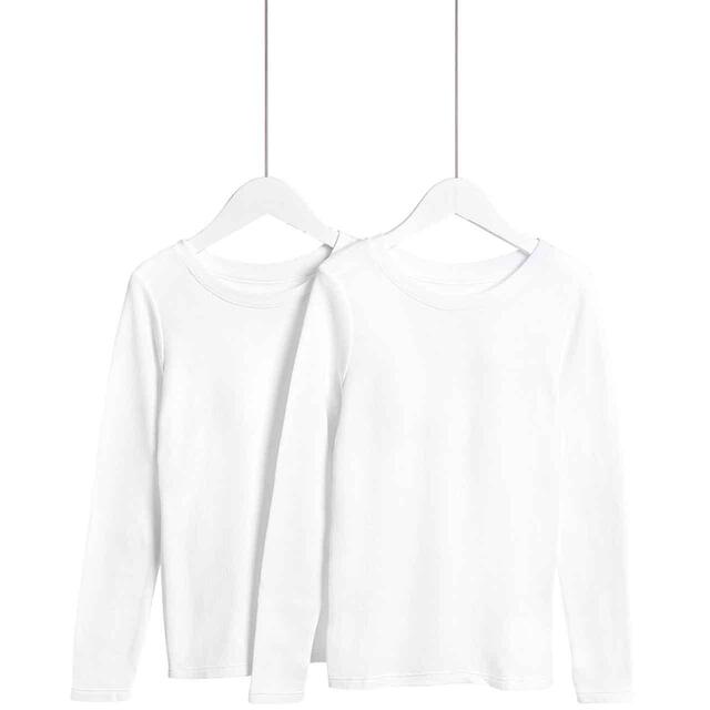 M&S Thermal Top, 2-12 Years, White, 2 Pack