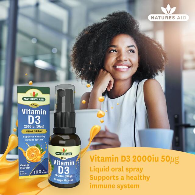 Natures Aid Vitamin D3 2000iu Oral Spray (Orange Flavour) thumbnail 2
