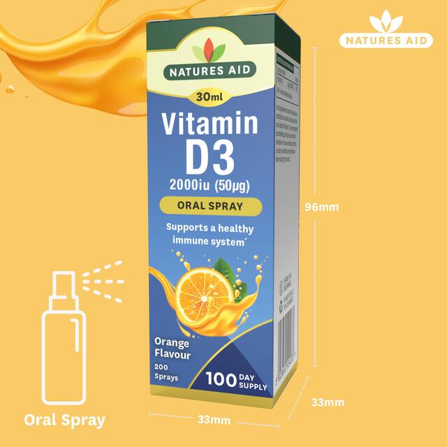 Natures Aid Vitamin D3 2000iu Oral Spray (Orange Flavour) thumbnail 3
