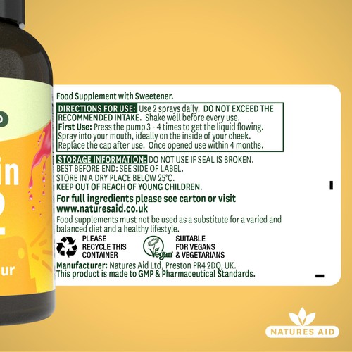 Natures Aid Vitamin B12 1000iu Oral Spray (Cherry Flavour) thumbnail 6